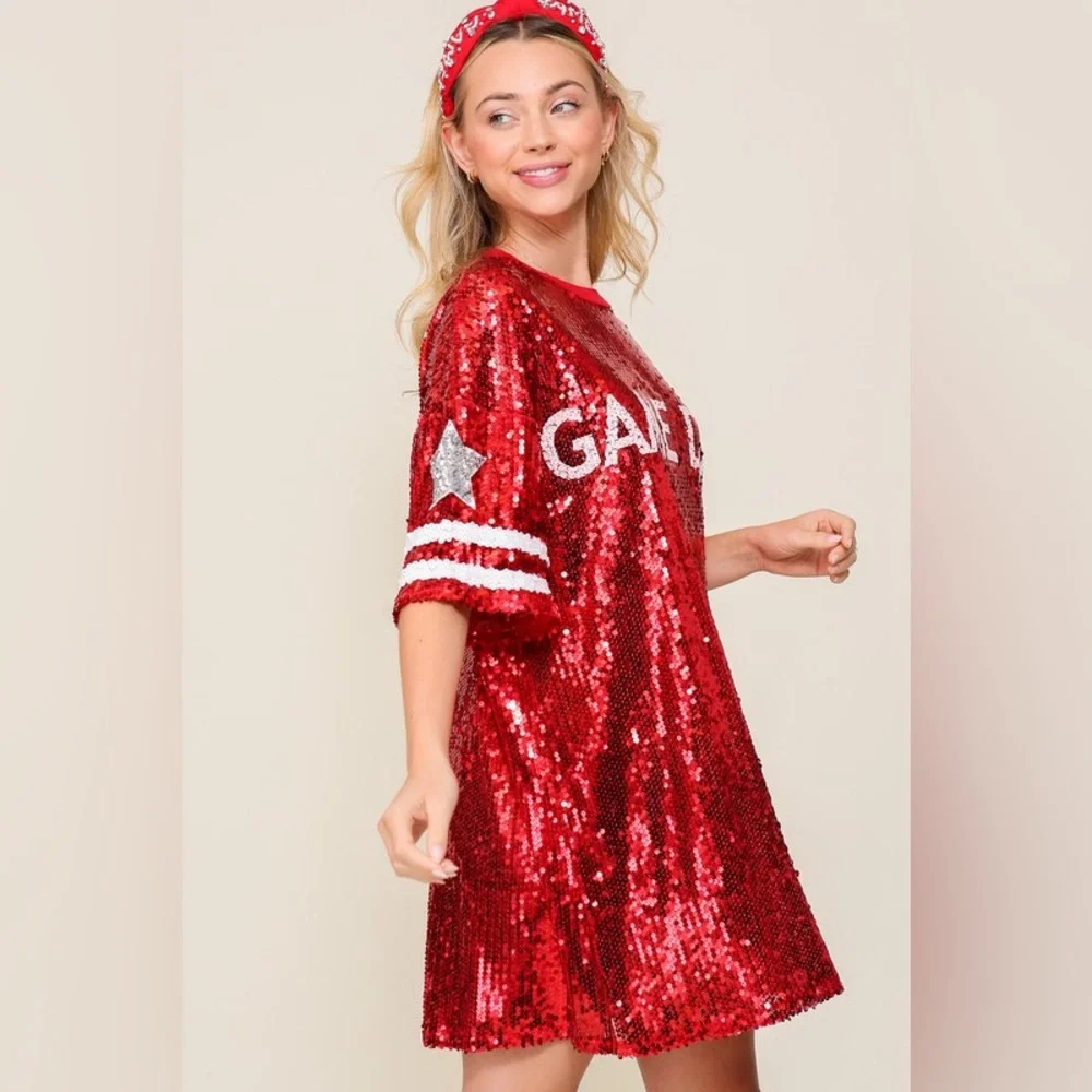 Sequin Game Day Jersey  Shirt Dress - Picture 3 of 3